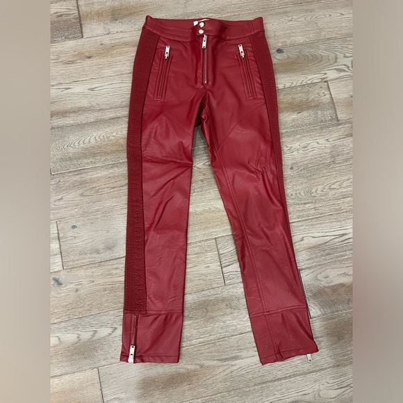 Isabel Marant Etoile Red Faux Leather Moto Pant size 36 - Picture 1 of 4